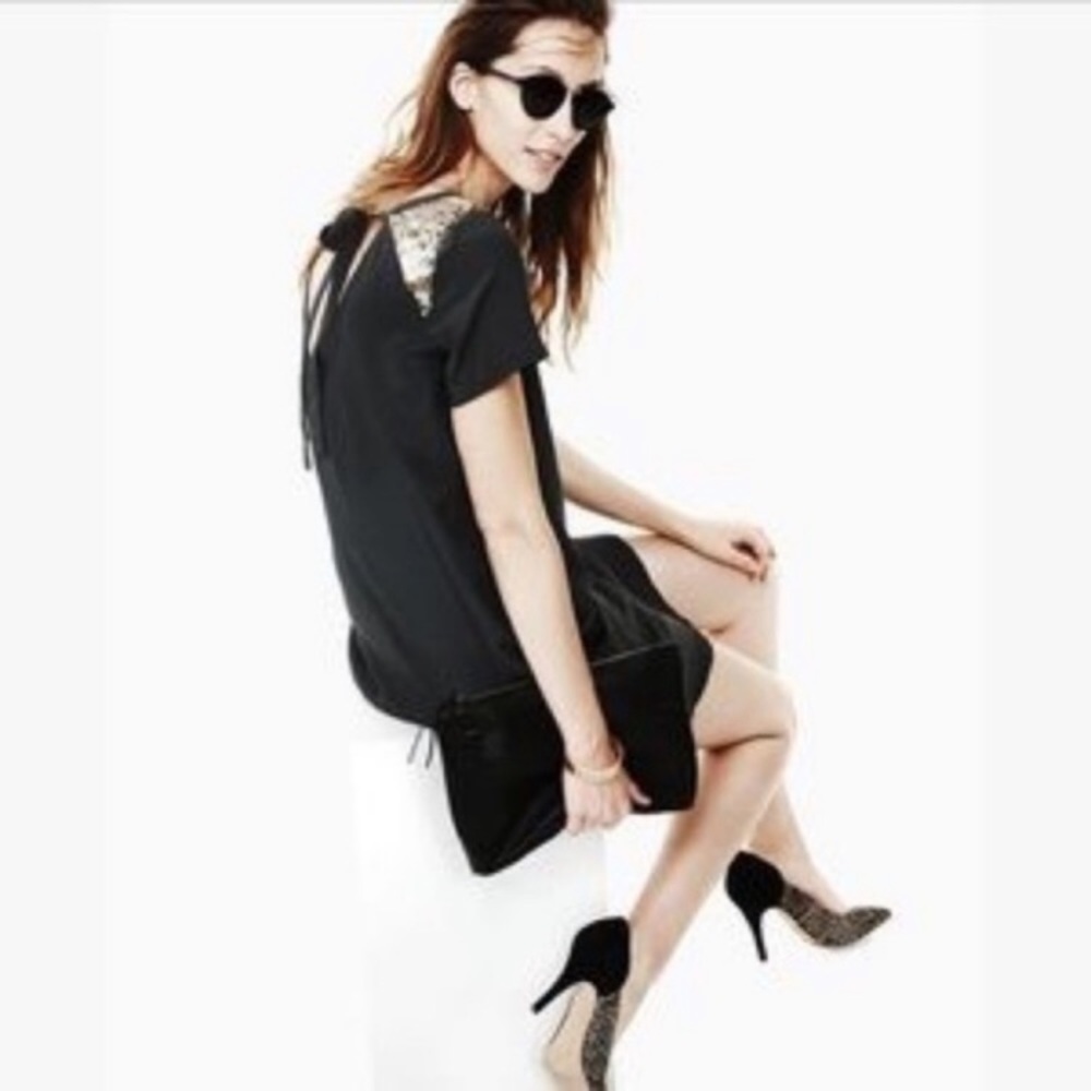 Madewell sequinned shoulder silk dress - Size 0